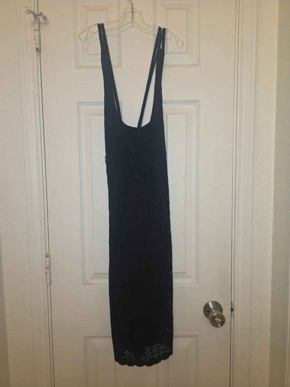 Madden NYC Black Criss-Cross Crochet Maxi Dress